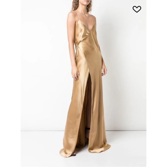 Michelle Mason strappy wrap gown in honey - Picture 3 of 5